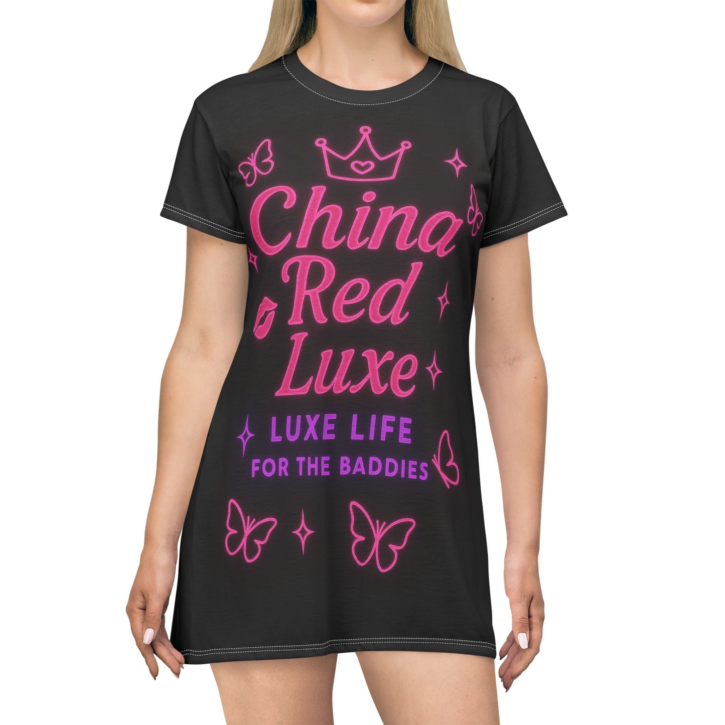 China Red Luxe T-Shirt Dress