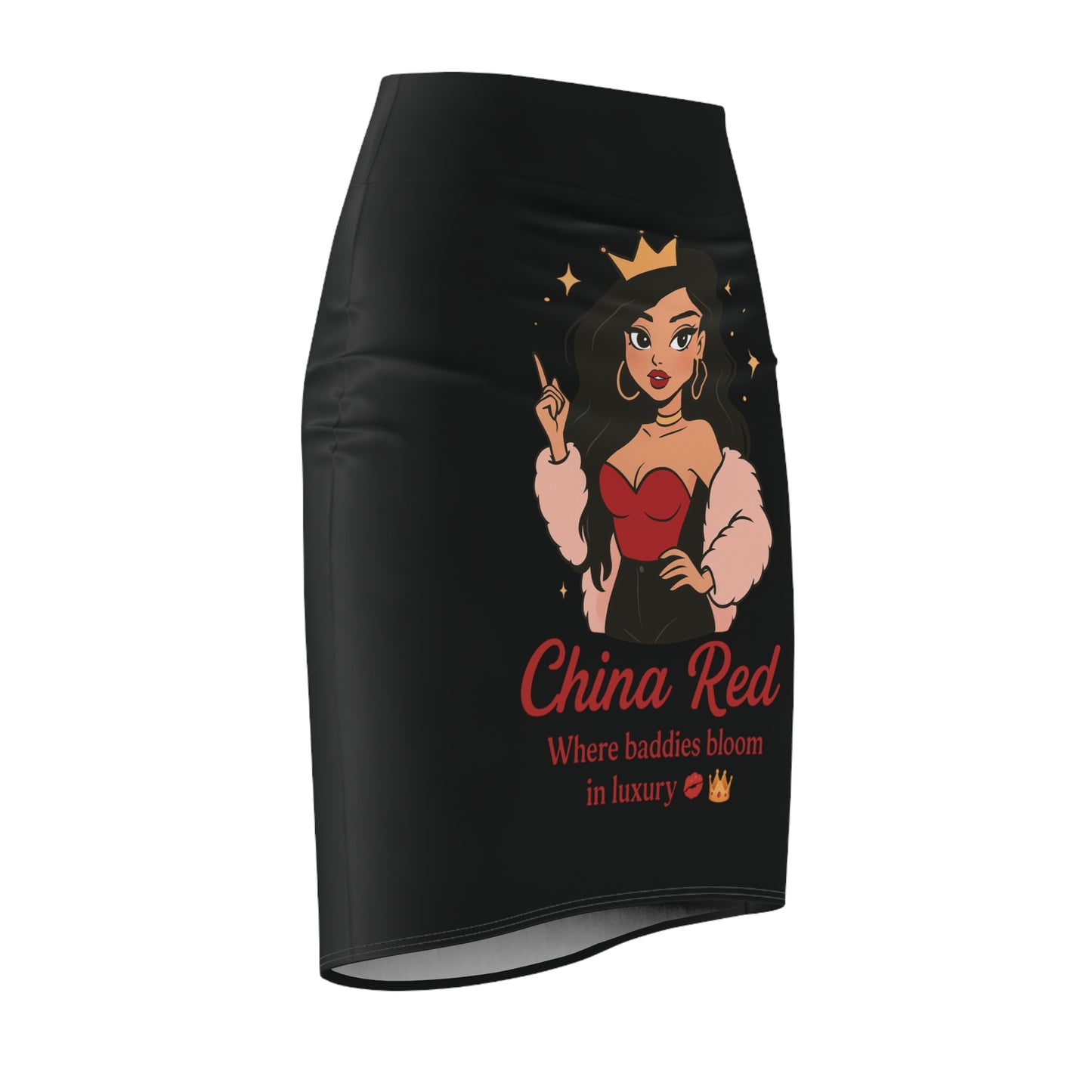 China Red Baddie Pencil Skirt Where Baddies Bloom