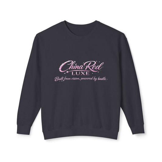 China Red Luxe Sweatshirt — "Built from Vision, Powered by Hustle"