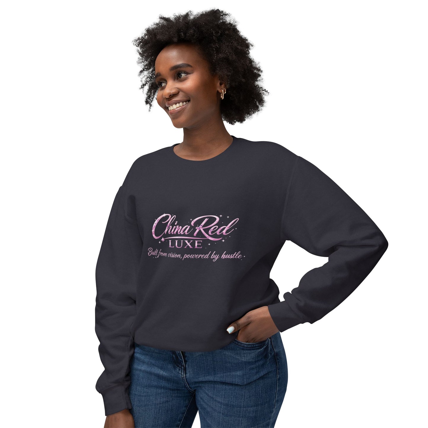 China Red Luxe Sweatshirt — "Built from Vision, Powered by Hustle"