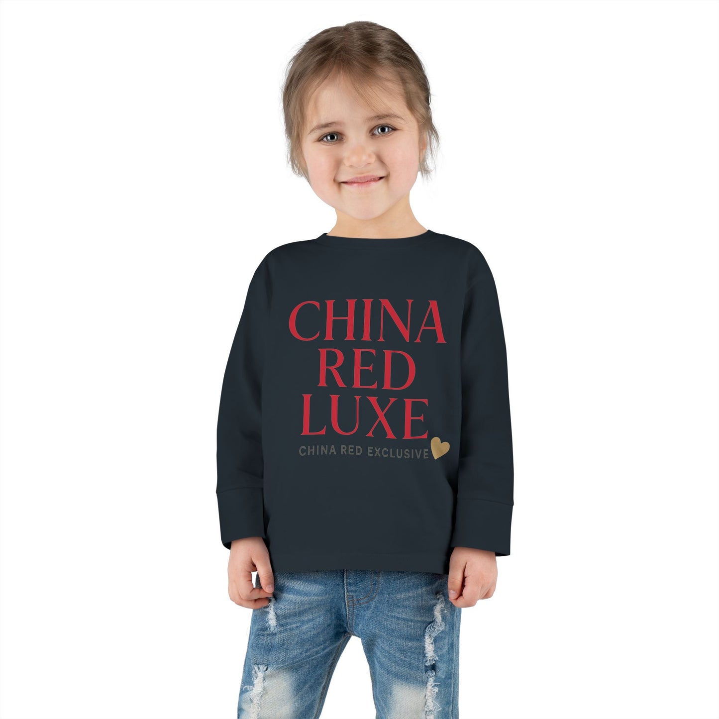China Red Luxe - Toddler Long Sleeve Tee