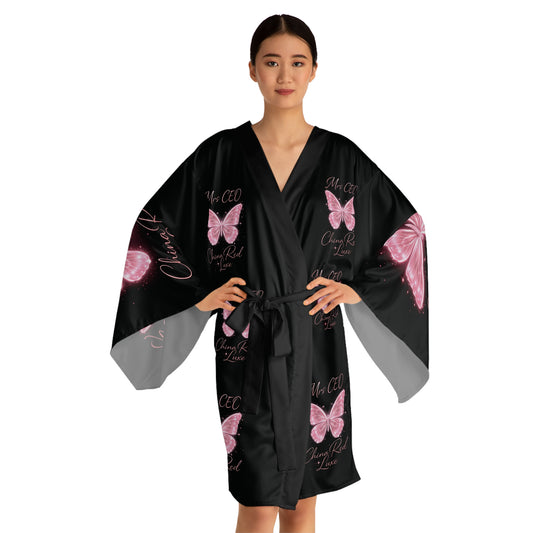 🦋 Mrs. CEO Butterfly Satin Robe — China Red Luxe