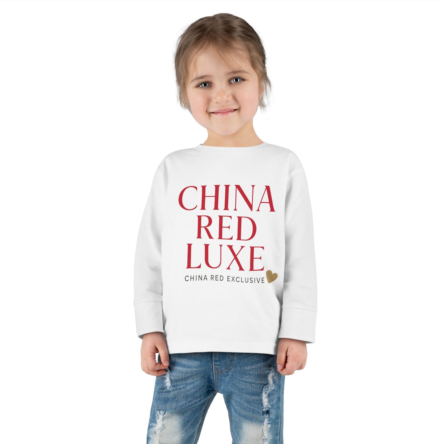 China Red Luxe - Toddler Long Sleeve Tee