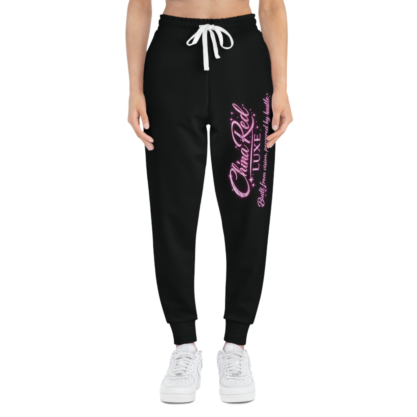 China Red Luxe Hustle Joggers