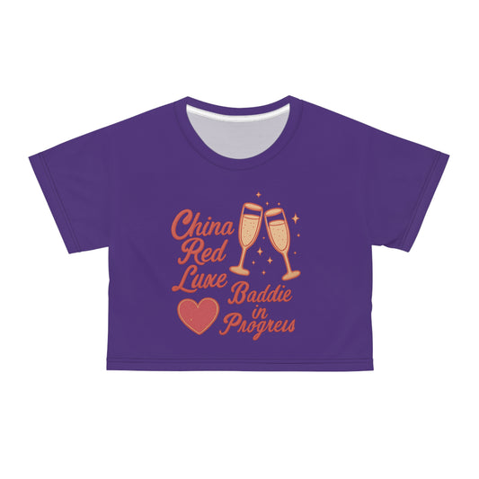 China Red Luxe Baddie Cropped Tee Purple