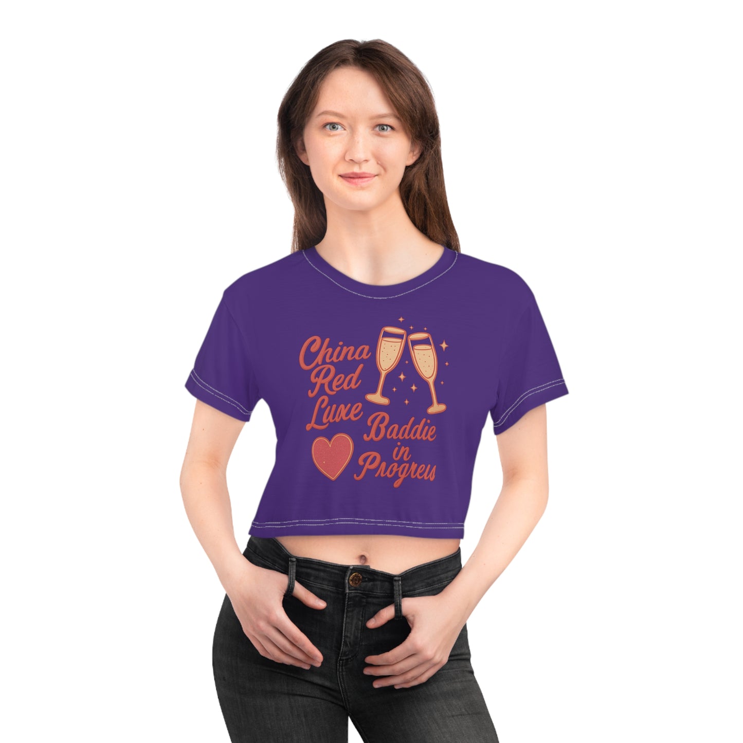 China Red Luxe Baddie Cropped Tee Purple