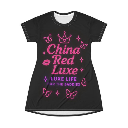 China Red Luxe T-Shirt Dress