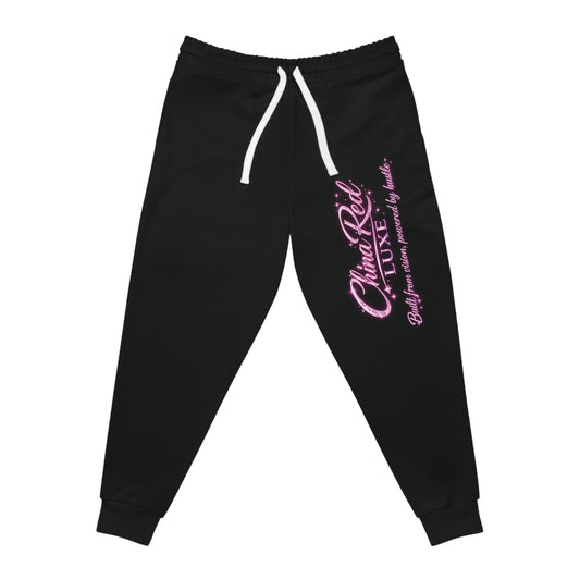China Red Luxe Hustle Joggers